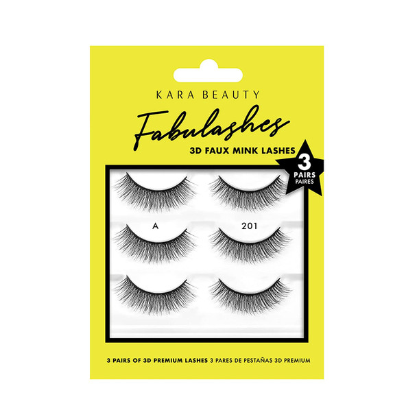 KARA BEAUTY Style KA3201 FABULASHES 3D Faux Mink Lashes 3 PAIRS