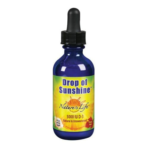 Nature's Life Drop of Sunshine Vitamin D-3 Drops in Organic Extra Virgin Olive Oil & Coconut Oil 5000IU | Supports Strong Bones & Immune System | 2 oz