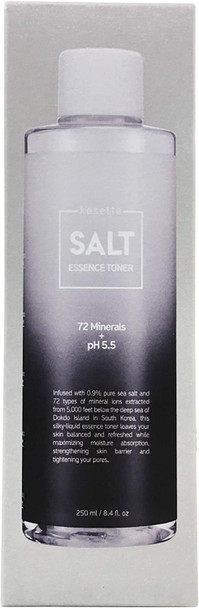 Kosette Salt Essence Toner 250ml / 8.4fl.oz - Delivers Balancing, Refreshing, Hydrating, Strengthening Skin Barriers, Tightening Pores, Fragrance-Free, Alcohol-Free, Paraben-Free for All Skin Types.