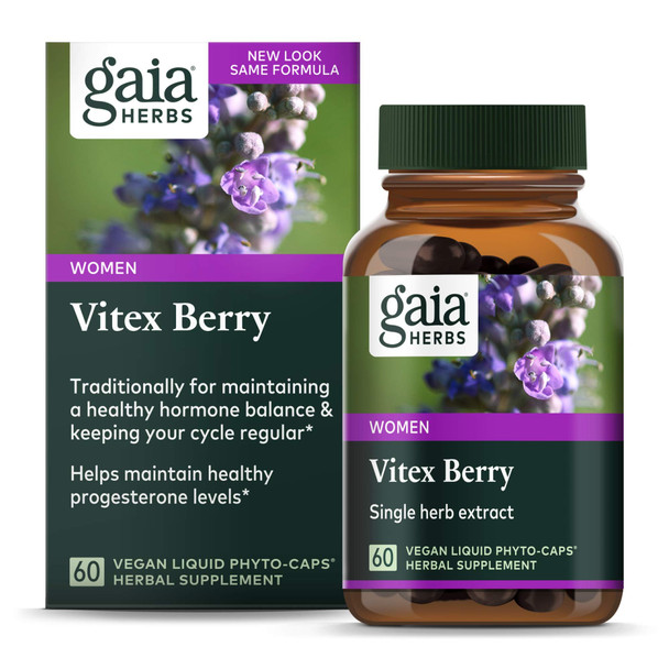 Gaia Herbs Vitex Berry, Chasteberry, Hormone Balance for Women, Vegan Liquid Capsules, 60 Count