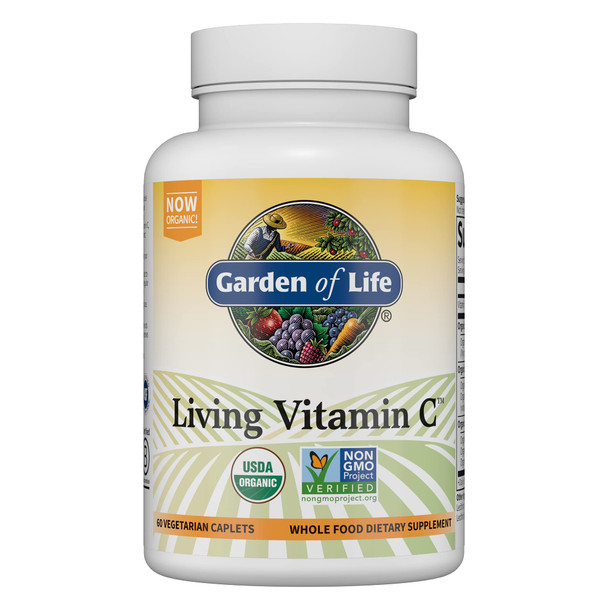 Garden of Life Non-GMO Vitamin C Supplement - Living Vitamin and Antioxidant Whole Food Nutrition Vegetarian, 60 Caplets