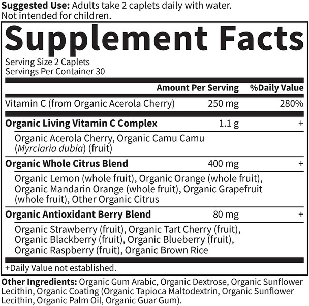 Garden of Life Non-GMO Vitamin C Supplement - Living Vitamin and Antioxidant Whole Food Nutrition Vegetarian, 60 Caplets