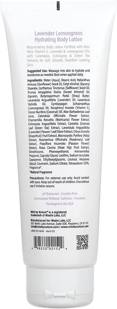 Hydrating Body Lotion, Lavender Lemongrass, 8 fl oz (236 ml), Mild By Nature