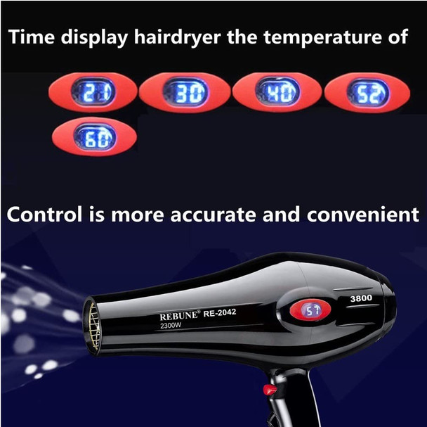 REBUNE Professional Anion Hair Dryer LCD Screen Constant Temperature Air Conditioning AC Motor Household Sharon Hair Dryer (Black)