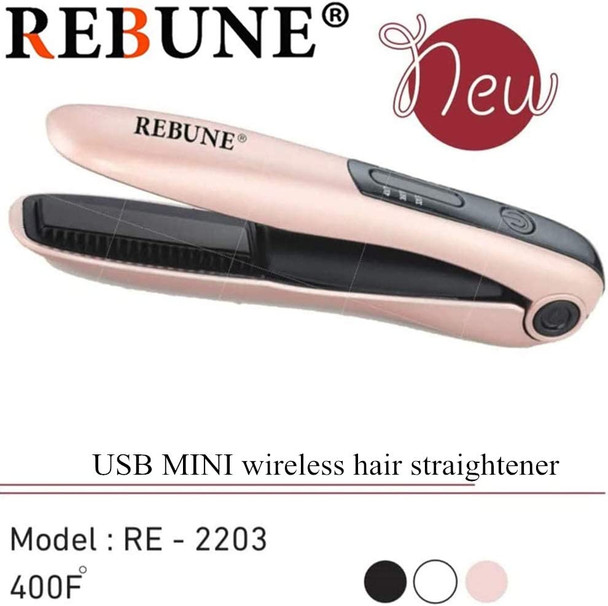 REBUNE RE-2203 Hair Straightener USB Wireless Mini Rechargeable Multifunctional Hair Styler Tool