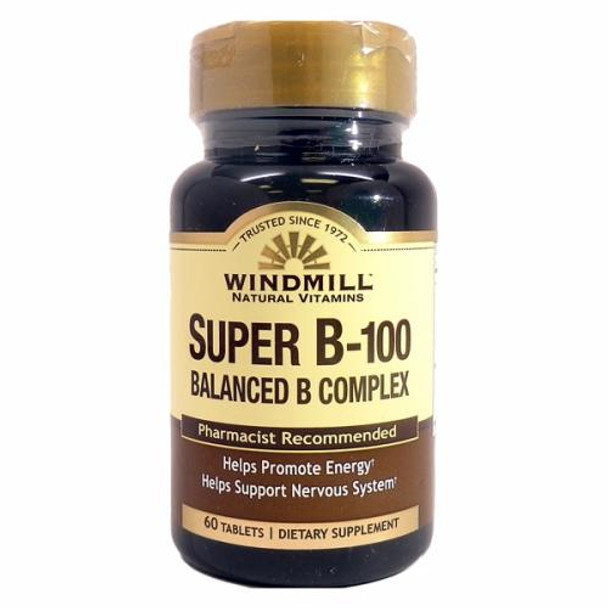 Vitamin B Complex Super 60 Tabs By Windmill Health Products