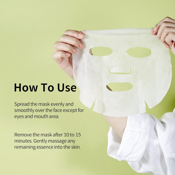 Yadah Daily Green Facial Sheet Mask, Cactus, Pack Of 5  Vegan 100% Eco-Friendly Bamboo Sheet For Skin Moisturizing