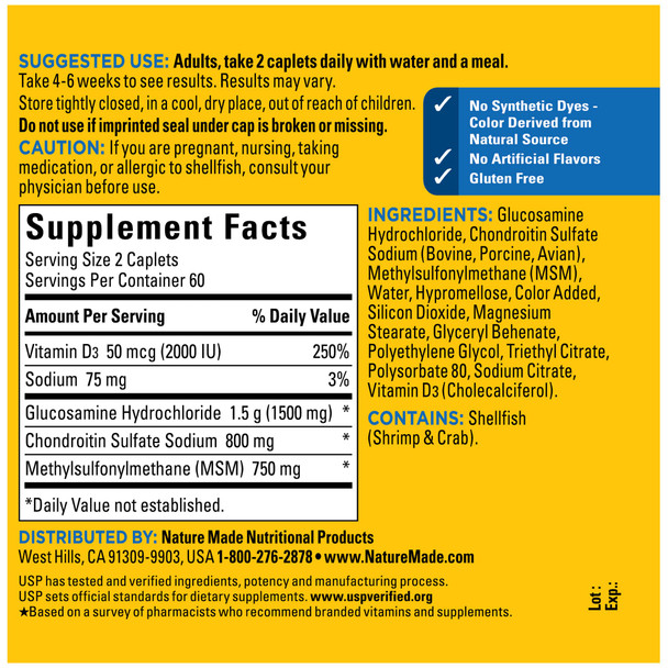 Nature Made Glucosamine Chondroitin Complex with MSM 120 Caplets