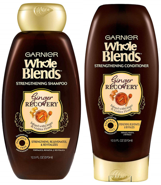 Garnier Whole Blends Haircare - Ginger Recovery - Strengthening Shampoo & Conditioner Set 12.5 FL OZ (370 mL)