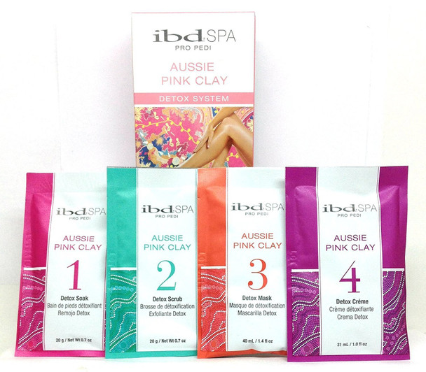 IBD Spa Aussie Pink Clay Mini Pack - All 4 Steps - Soak/Scrub/Mask/Creme (1 Kit)