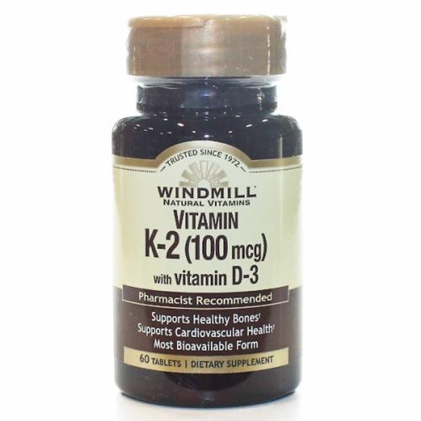 Vitamin K2 W/Vit D3 60 Tabs By Windmill Health Products