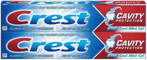 Crest Cavity Protection Toothpaste, Cool Mint Gel 6.4 oz (181g) - Pack of 2