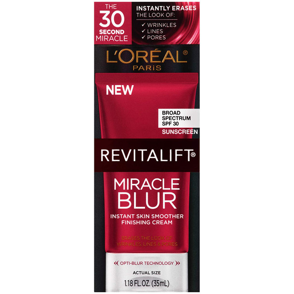 L'Oreal Paris Skincare Revitalift Miracle Blur Instant Skin Smoother Primer, Facial Cream with SPF 30 Sunscreen, Face Moisturizer, 1.18 fl. oz.