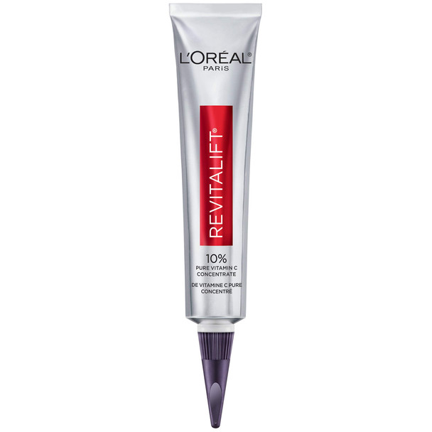 L'Oreal Paris Skincare Revitalift Derm Intensives 10% Pure Vitamin C Serum with Hyaluronic Acid, Visibly Brighten Dark Spots, Even Tone and Reduce Wrinkles, Fragrance-Free, Brightening Serum 1 Oz.