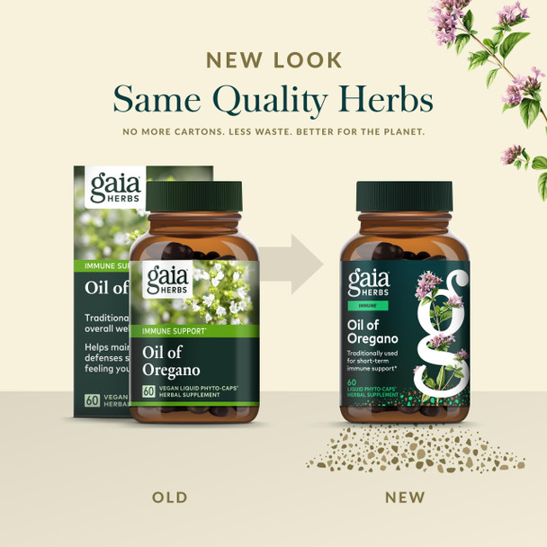 Gaia Herbs Oil of Oregano - Immune & Antioxidant Support Supplement - with Oregano Oil Carvacrol & Thymol - 60 Vegan Liquid Phyto-Capsules