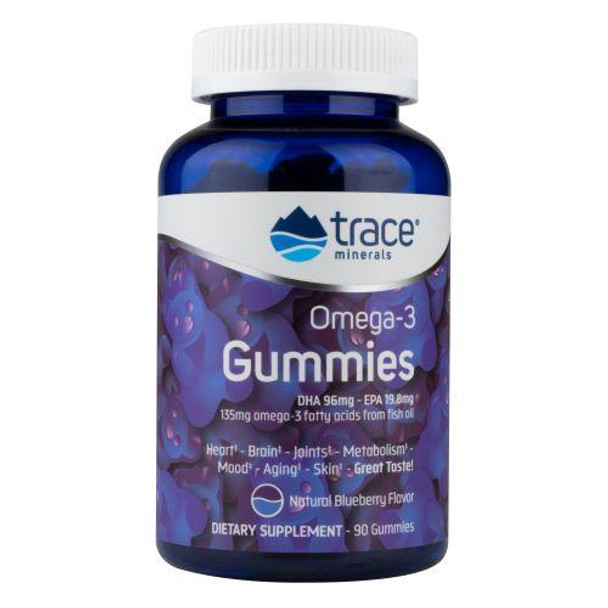 Omega-3 Gummies Blueberry, 90 Count by Trace Minerals