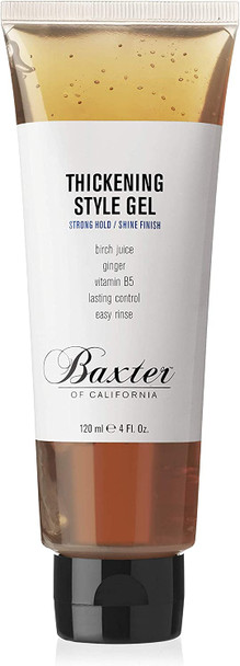 Baxter of California Thickening Style Gel Men - Non-Flaking Formula - All Day Lasting Control - Easy Rinse - Strong Hold Shine Finish Hair Styling Gel - 120 ml