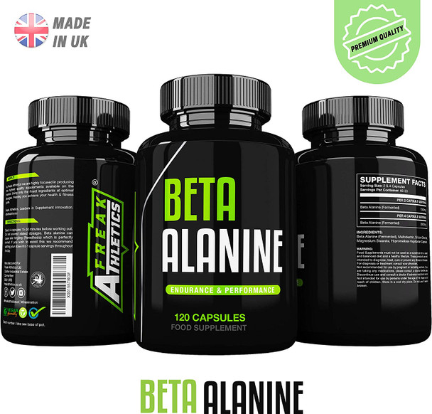 Beta Alanine 750mg Capsules by Freak Athletics - 120 Capsules Premium Beta Alanine Supplement UK Made Suitable for Men & Women