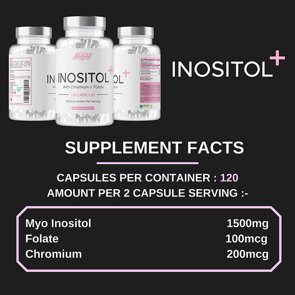 Myo Inositol Capsules by Freak Athletics - Inositol Capsules with Chromium & Folate - 120 Capsules Vegan & Vegetarian Friendly - UK Made