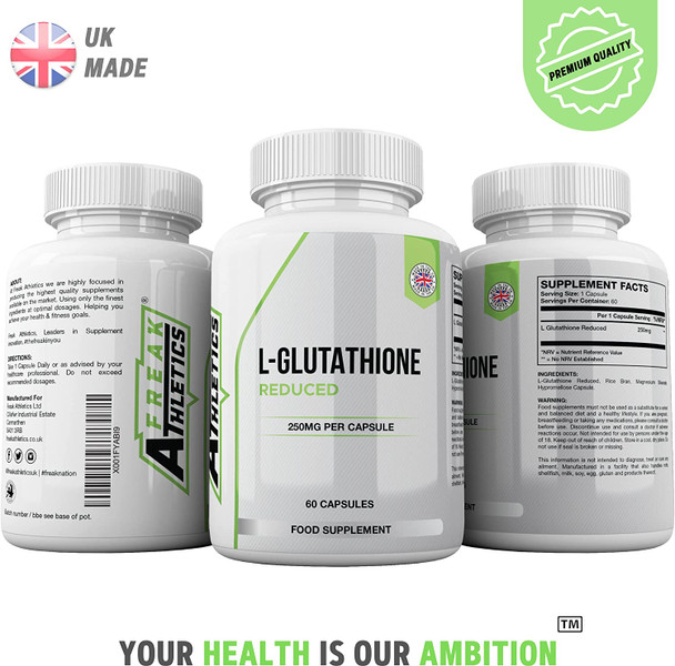 L-Glutathione 250mg 60 Capsules - L-Glutathione Reduced UK Made