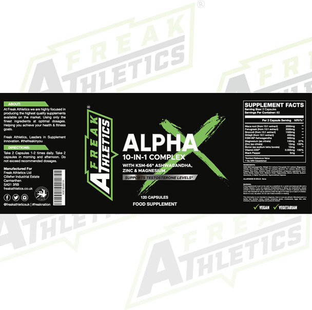 Alpha X Booster for Men - Supplements for Men 180 Capsules - 10 Powerful Active Ingredients & Vitamins Including KSM-66 Ashwagandha, Zinc, Maca Root Extract, Fenugreek - Made in The UK