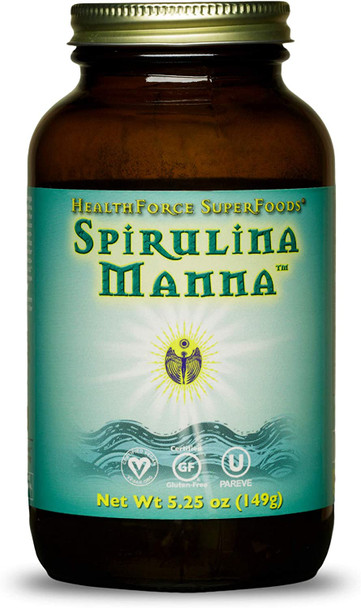 HealthForce SuperFoods Spirulina Manna - 5.25 oz Spirulina Powder - All Natural Nutrient Rich Superfood with Vitamins, Minerals, & Amino Acids - Organic, Vegan, Gluten Free - 62 Servings
