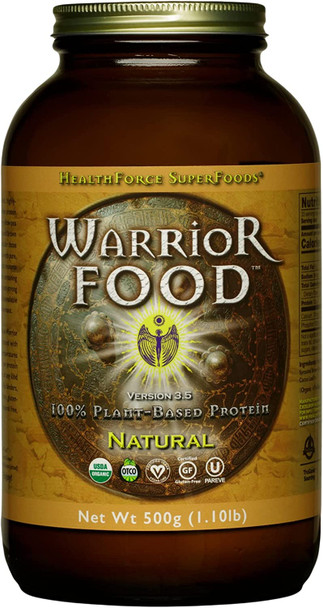 HEALTHFORCE SUPERFOODS Warrior Food, Natural - 500 Grams - Plant-Based Protein Powder with Minerals & Pea Protein - Certified Organic, Vegan, Non-GMO, Soy Free, Gluten Free, Sugar Free - 25 Servings