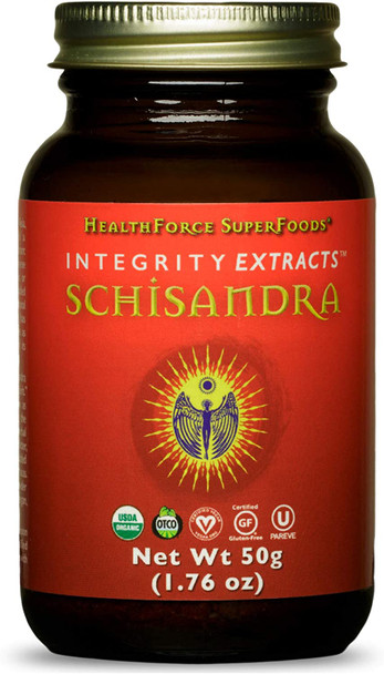 HealthForce Integrity Extracts Schisandra - 1.76 oz Powder - Powerful Adaptogen - Well-Being, Endurance, Mental Performance - Certified Organic, Vegan, Kosher, Gluten Free - About 77 Servings