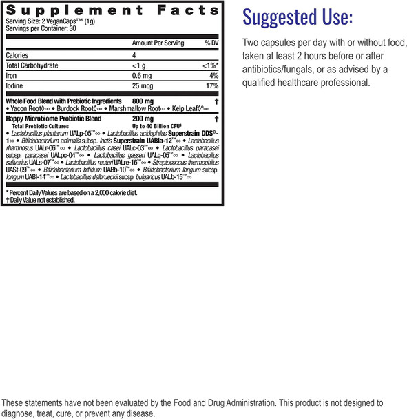 HealthForce SuperFoods Friendly Force - 60 VeganCaps - Probiotic + Whole Foods Supplement - Digestive, Immune & Microbiome Support - Vegan, Gluten Free, Kosher - 30 Servings