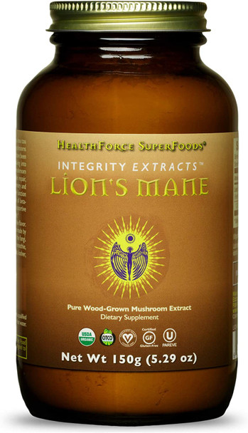 HealthForce SuperFoods Integrity Extracts Lion's Mane - 150 Grams - Organic Mushroom Powder - Promotes Energy & Immunity, Supports Memory & Cognitive Function - Vegan, Gluten Free - 50 Servings