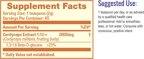 HealthForce SuperFoods Integrity Extracts Cordyceps - 130 Grams - Organic Cordyceps Powder - Supports Immunity, Endurance & Energy Production - Antioxidants for Vitality - Vegan - 65 Servings