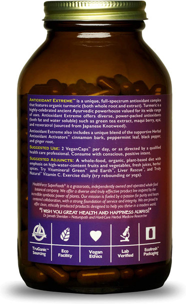 HealthForce SuperFoods Antioxidant Extreme - 360 VeganCaps - Pack of 2 - All-Natural Turmeric Root Complex - Supports Immune & Cognitive Functions - Kosher & Gluten Free - 360 Total Servings