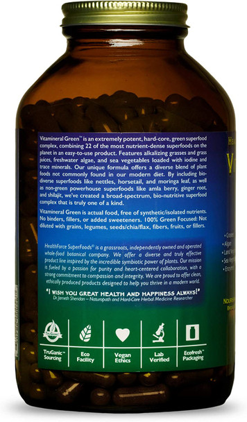 HealthForce SuperFoods Vitamineral Green - 400 VeganCaps - Pack of 2 - All-Natural Green Superfood Complex - Vitamins, Minerals, Amino Acids & Protein - Vegan, No Gluten - 100 Total Servings
