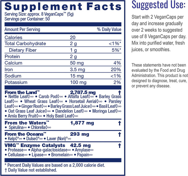 HealthForce SuperFoods Vitamineral Green - 400 VeganCaps - Pack of 2 - All-Natural Green Superfood Complex - Vitamins, Minerals, Amino Acids & Protein - Vegan, No Gluten - 100 Total Servings