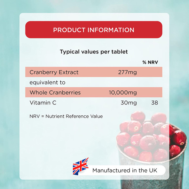 Healthspan Cranberry 10,000mg | 120 Tablets | 10,000mg Whole Cranberries | Added Vitamin C | Immune Health | Vegan