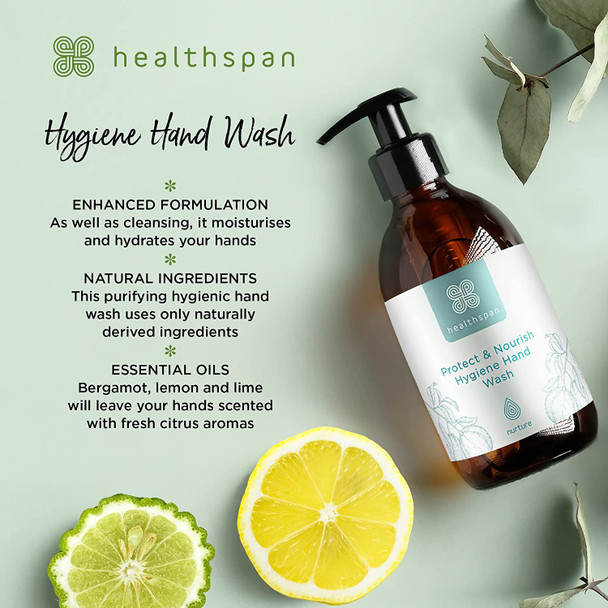 Healthspan Hand Wash (300ml) | Hydrating & Moisturising | Added Essential Oils | Hints of Citrus