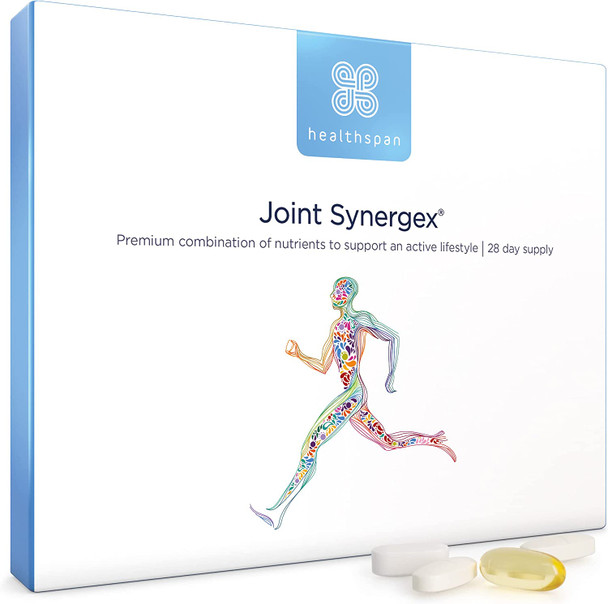 Healthspan Joint Synergex | 28 Day Supply | Joint Health | 1,200mg Optiflex Glucosamine & 400mg Chondroitin Sulphate | Omega 3 Fatty Acids | OptiMSM | Includes Bromelain & Molybdenum