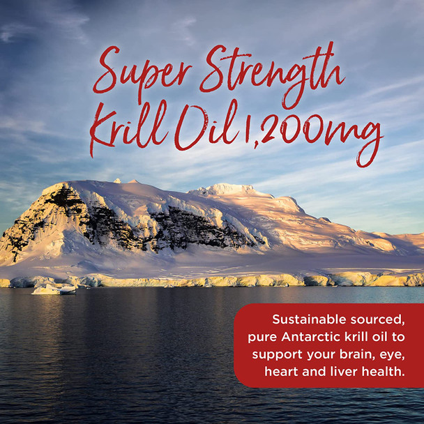 Healthspan Krill Oil 1,200mg | Super Strength | 60 Capsules | Sustainably Sourced | Vanilla Flavoured | Astaxanthin | Marine Phospholipids