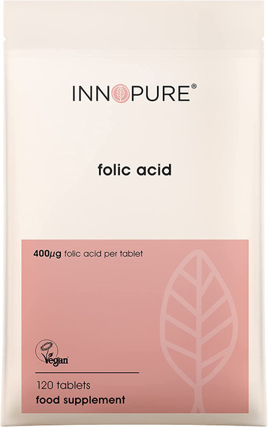 INNOPURE Folic Acid (Vitamin B9) 400ug - 1 a Day Easy to Swallow Tablets - Vegan Society Certified - UK Made