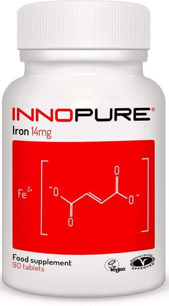 INNOPURE Iron Supplement for Energy and Immunity - 3 Months Supply, 90 Tablets - Vegan Society Approved - Made in The UK by Innopure