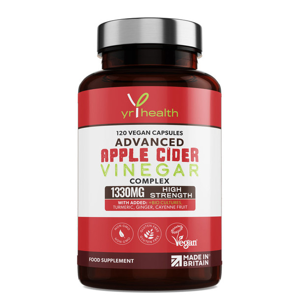 Apple Cider Vinegar, Turmeric, Lactobacillus Acidophilus & Fos Complex - Vegetarian Society Approved - 120 Capsules