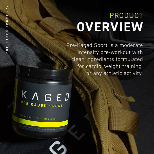Kaged Muscle Pre Workout Powder Pre-Kaged Sport Pre Workout for Men and Women, Increase Energy, Focus, Hydration, and Endurance, Organic Caffeine, Plant Based Citrulline, Fruit Punch
