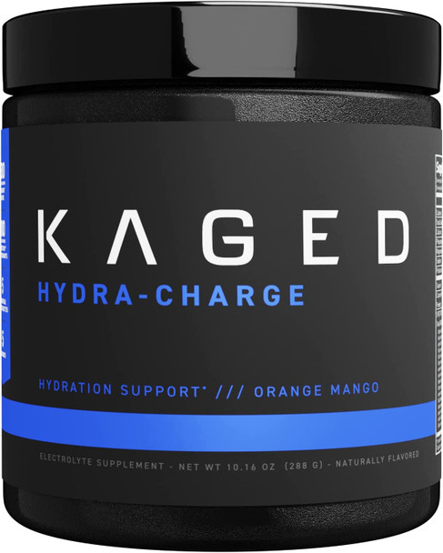 Electrolytes, Kaged Muscle Hydra-Charge Premium Electrolyte Powder, Pre Workout, Post Workout, Intra Workout, Orange Mango, 60 Servings