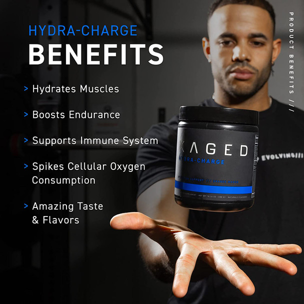 Electrolytes, Kaged Muscle Hydra-Charge Premium Electrolyte Powder, Pre Workout, Post Workout, Intra Workout, Orange Mango, 60 Servings