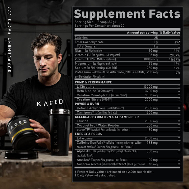 Pre Workout Powder; Pre-KAGED Elite Preworkout for Men & Women, High Stimulant for Workout Energy, Focus & Pumps; Premium L-Citrulline, Beta Alanine, Creatine, & 388mg of Caffeine, Glacier Grape