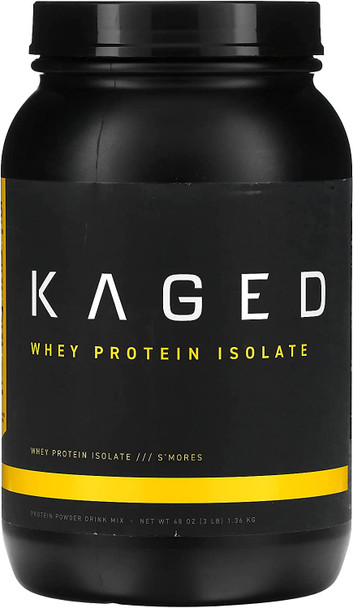 Kaged Muscle Whey Protein Powder, 100% Whey Protein Isolate Powder for Post Workout Recovery & Muscle-Building, Whey Isolate Protein Powder, Amazing Taste, Made with Natural Flavors, S'Mores, 3lbs