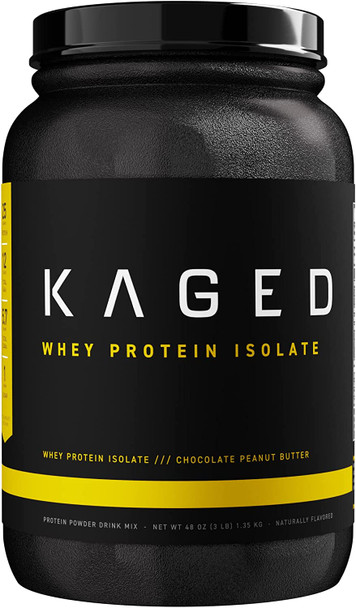 Whey Protein Powder, Kaged Muscle 100% Whey Protein Isolate Powder for Post Workout Recovery & Muscle-Building, Whey Isolate Protein Powder, Amazing Taste, Made with Natural Flavors, Chocolate PB, 3lb