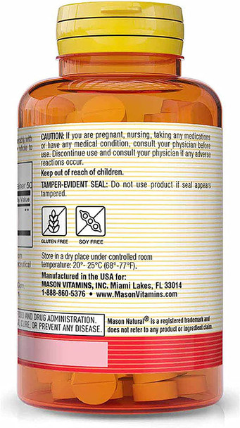 Mason Natural Garlic 200 mg Odor Free Allium Sativum Supplement - Supports Healthy Circulatory Function, 100 Tablets