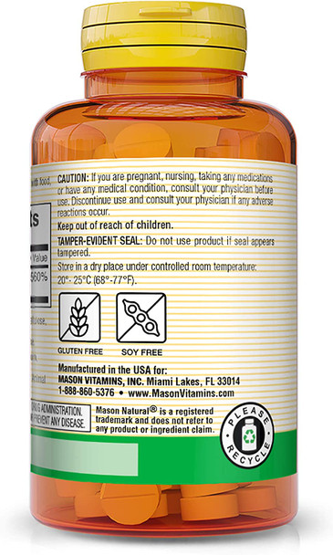 Mason Natural Vitamin C 500 mg - Supports Healthy Immune System, Antioxidant and Essential Nutrient, 100 Tablets