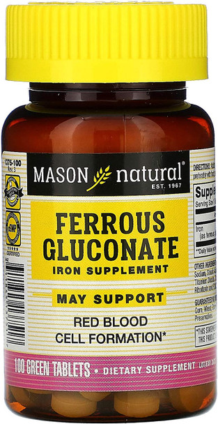 Mason Vitamins Iron Ferrous Gluconate 240Mg Tablets, 100 Count Bottle (Pack of 1)